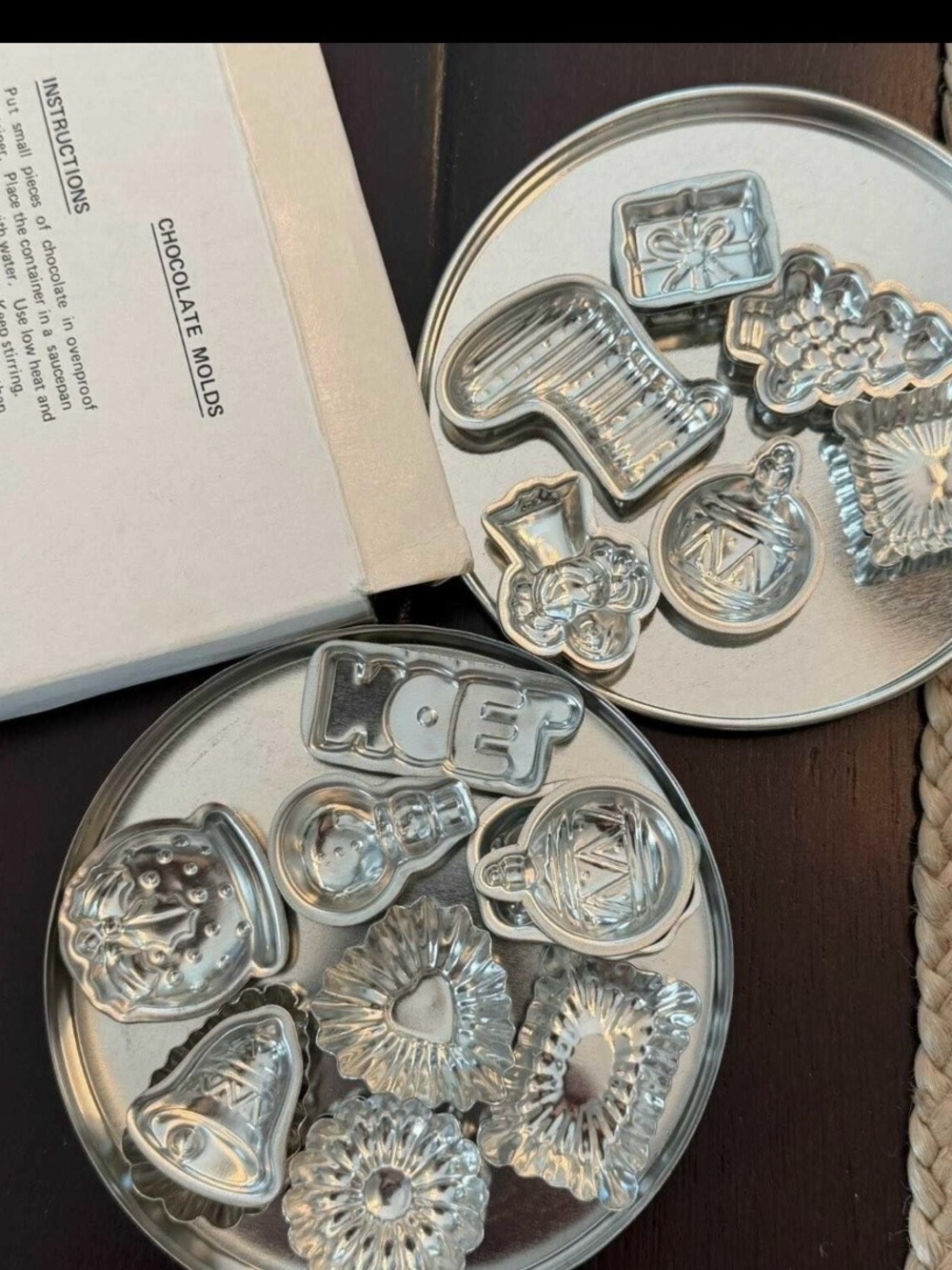 Holiday Chocolate Candy Molds - Silver Tin Set -NWT